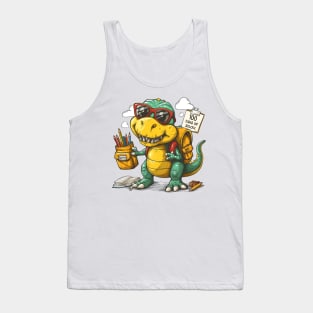 100 days of school T-Rex With Glasses Tank Top